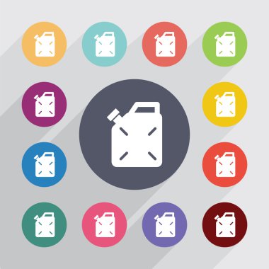 bidon daire, düz Icons set