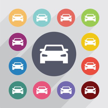 Araba Daire, düz Icons set