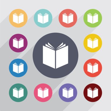 Kitap daire, düz Icons set