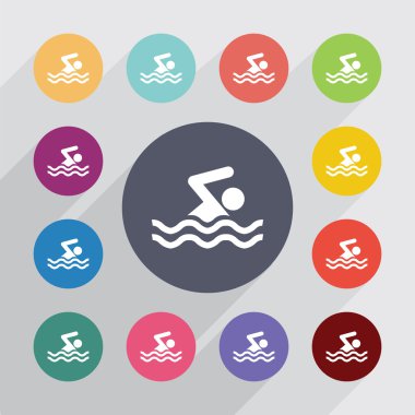 Daire, düz Icons set yüzmek