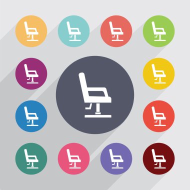 Kuaför koltuğu daire, düz Icons set
