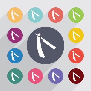 ustura daire, düz Icons set