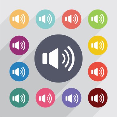 ses daire, düz Icons set