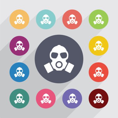 Solunum daire, düz Icons set