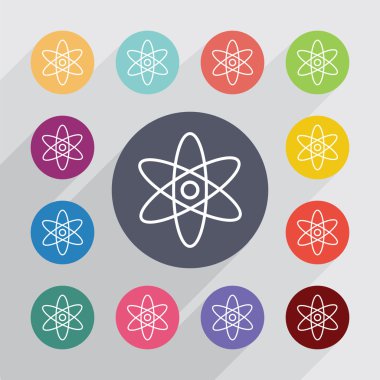 Atom anahat daire, düz Icons set