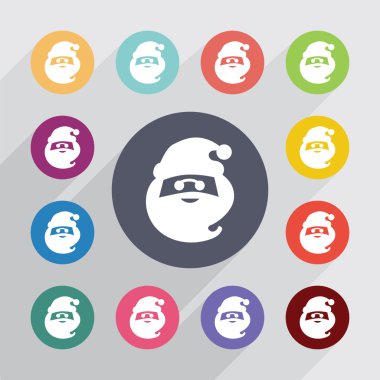 Santa daire, düz Icons set