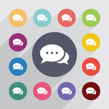 sohbet daire, düz Icons set