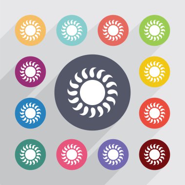 Güneş daire, düz Icons set