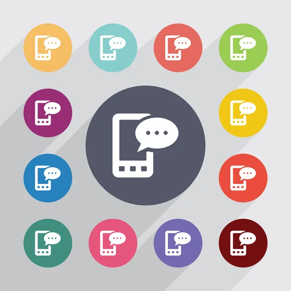 Mobile message circle, flat icons set — Stock Vector