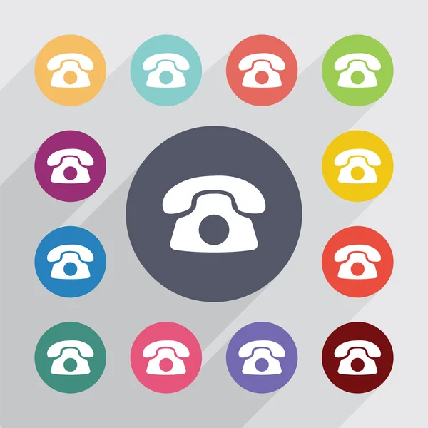 Phone circle, flat icons set — Stock Vector