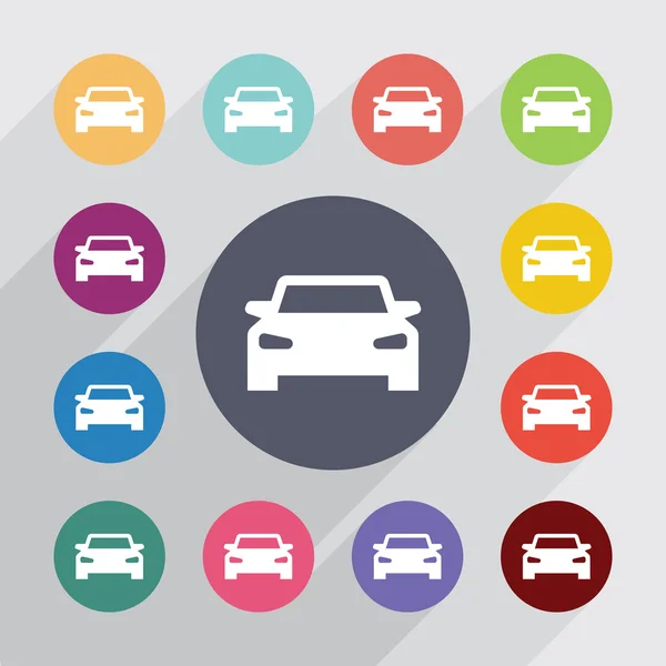 Círculo del coche, conjunto de iconos planos — Vector de stock