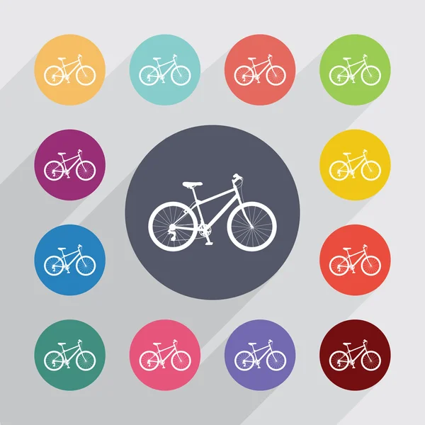 Cercle de vélo, ensemble d'icônes plates — Image vectorielle