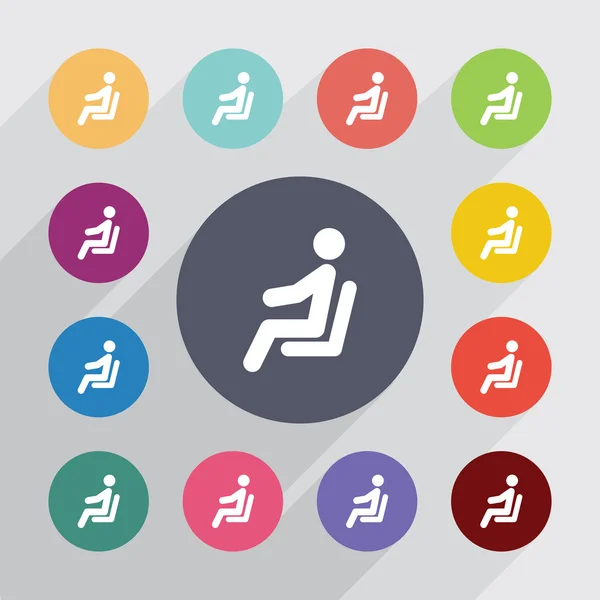 Cercle d'homme assis, ensemble d'icônes plates — Image vectorielle