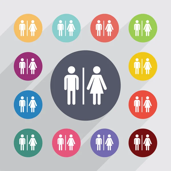 Toilet circle, flat icons set — Stock Vector