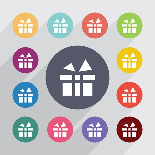 Gift circle, flat icons set — Stock Vector