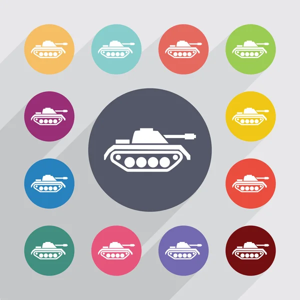 Círculo do tanque, conjunto de ícones planos — Vetor de Stock