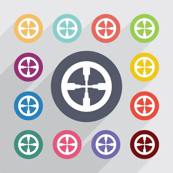 Optical sight circle, flat icons set — Stock Vector