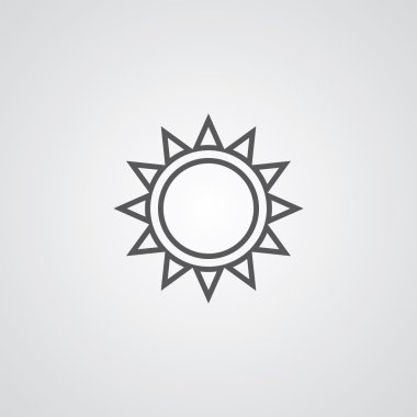 Güneş anahat simgesini, beyaz arka plan, logo templat koyu
