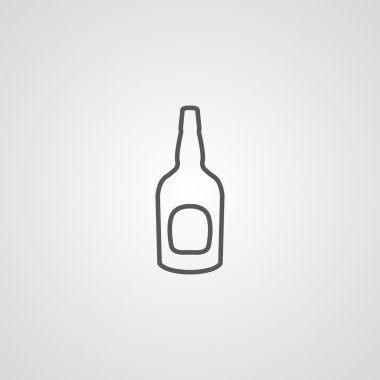 bira şişe anahat simgesini, beyaz arka plan, logo depo karanlık