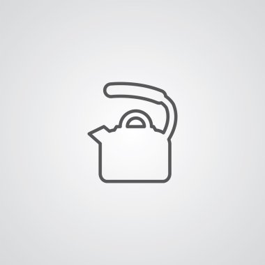 çaydanlık anahat simgesini, beyaz arka plan, logo templat koyu