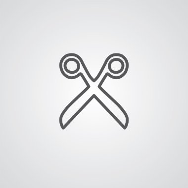 makas sembolü, beyaz arka plan, logo şablonu karanlık anahat