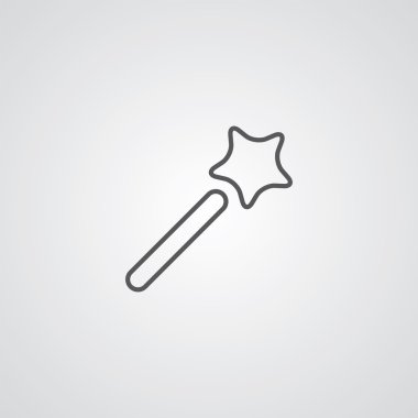 sihirli değnek anahat simgesini, beyaz arka plan, logo templa koyu