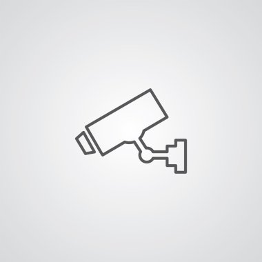 Güvenlik kamera anahat simgesini, beyaz arka plan, logo t karanlık
