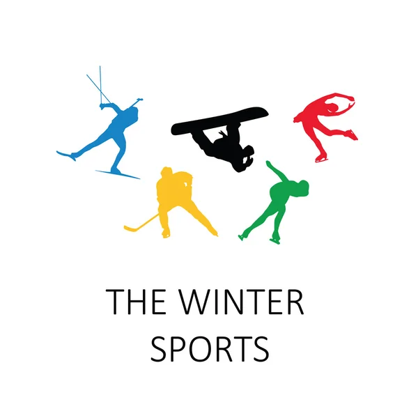 Les sports d'hiver, silhouettes — Image vectorielle