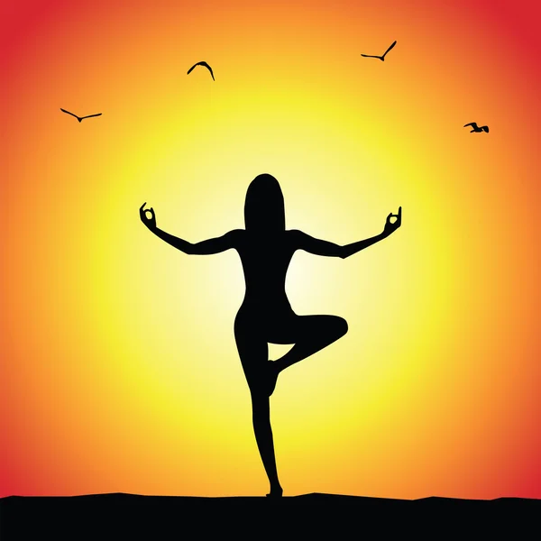 Yoga-Pose Silhouette — Stockvektor