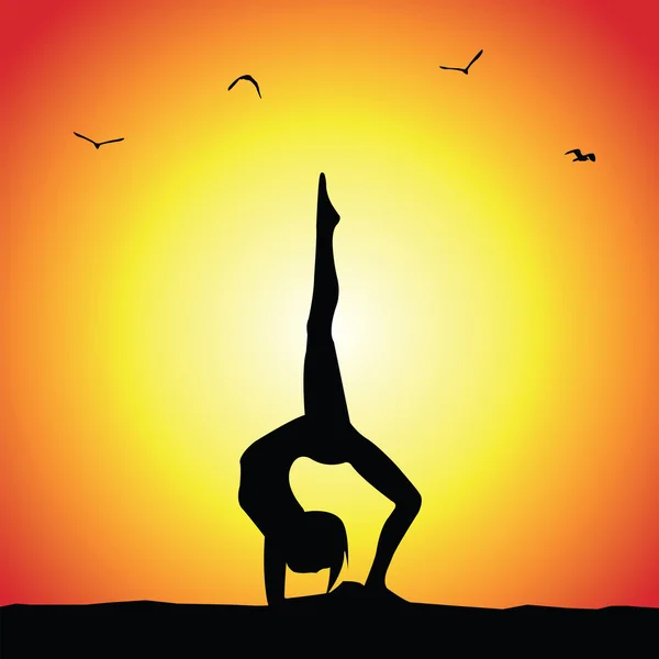 Yoga pose silhouett — Stock Vector