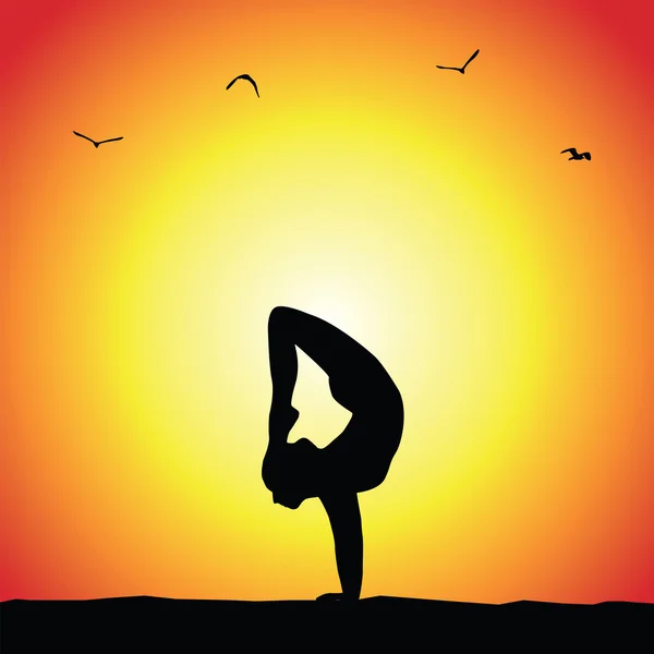 Yoga pose silhouett — Stock Vector