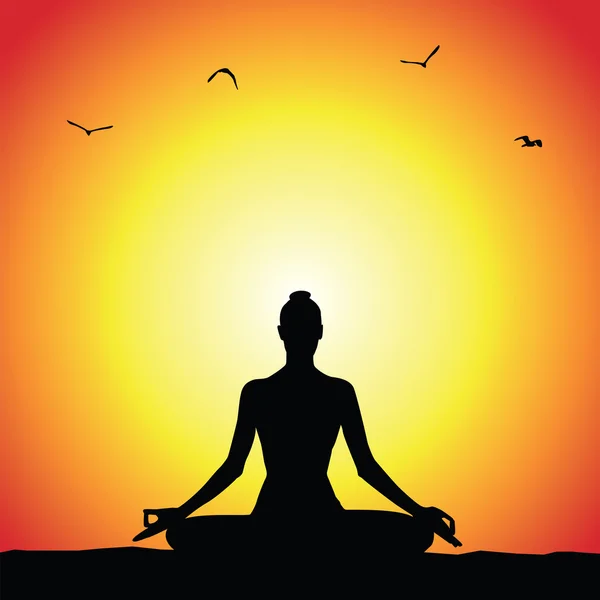 Yoga poz silhouett — Stok Vektör
