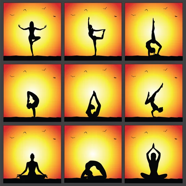 Posturas de yoga — Vector de stock