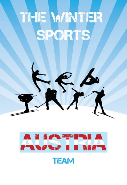 Sportów zimowych Austrii zespół — Wektor stockowy