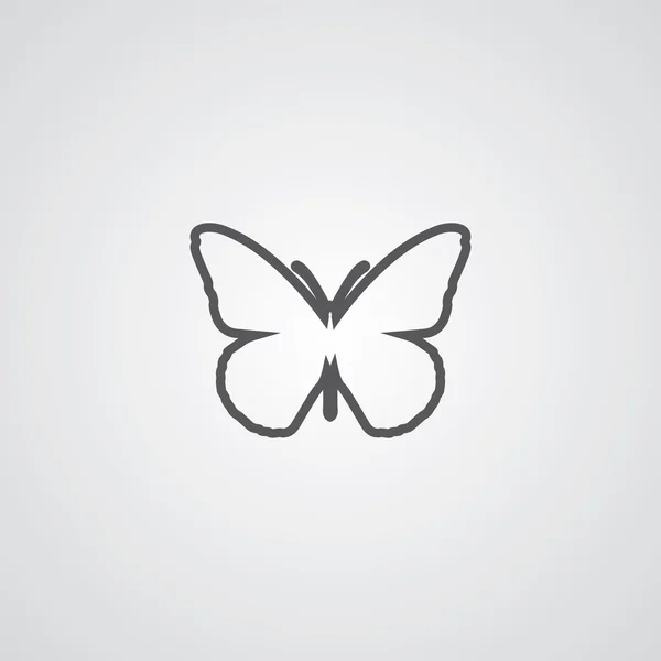 Schmetterling Umriss Symbol, dunkel auf weißem Hintergrund, Logo templat — Stockvektor