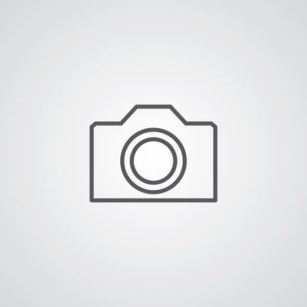 Umrisssymbol der Kamera, dunkel auf weißem Hintergrund, Logotemplat — Stockvektor