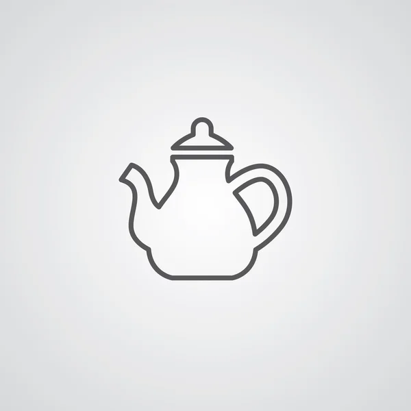 Çaydanlık anahat simgesini, beyaz arka plan, logo templat koyu — Stok Vektör