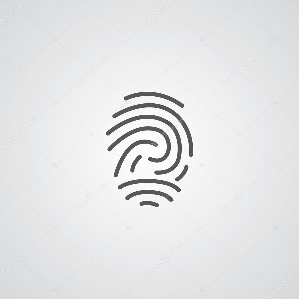 fingerprint outline symbol, dark on white background, logo templ