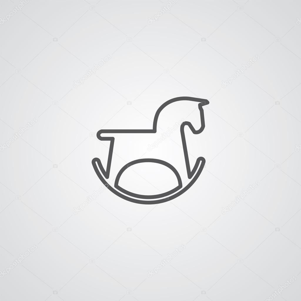 Horse toy outline thin symbol, dark on white background, logo editable, creative templat