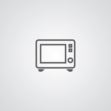 mikrodalga anahat ince sembol, üzerinde beyaz adam koyu