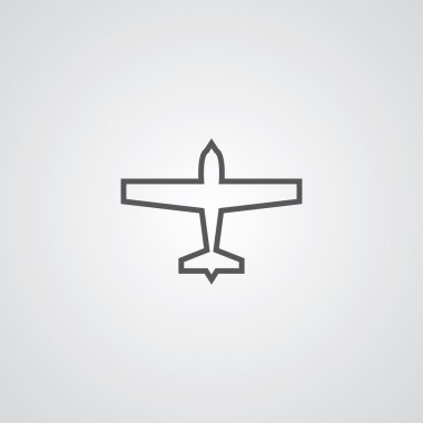 uçak anahat ince simgesini, beyaz arka plan üzerinde koyu