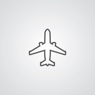uçak anahat ince simgesini, üzerinde beyaz adam koyu