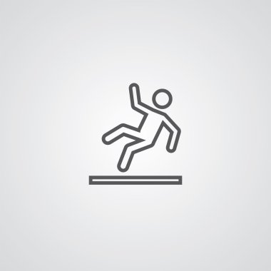 kaygan zemin anahat ince simgesini, beyaz arka plan üzerinde koyu