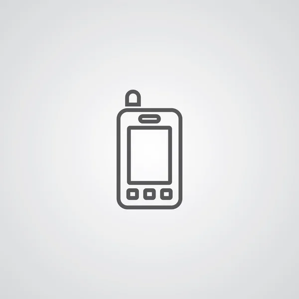 Contour du téléphone portable symbole mince, sombre sur fond blanc — Image vectorielle