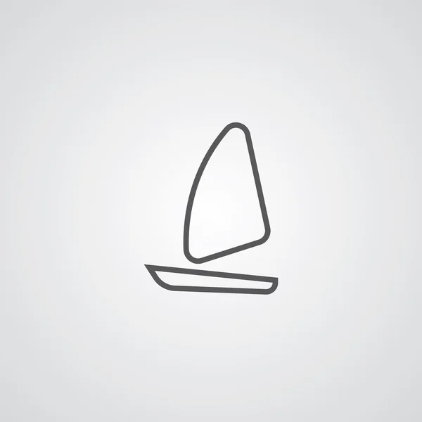 Yelken tekne anahat ince simgesini, üzerinde beyaz adam koyu — Stok Vektör