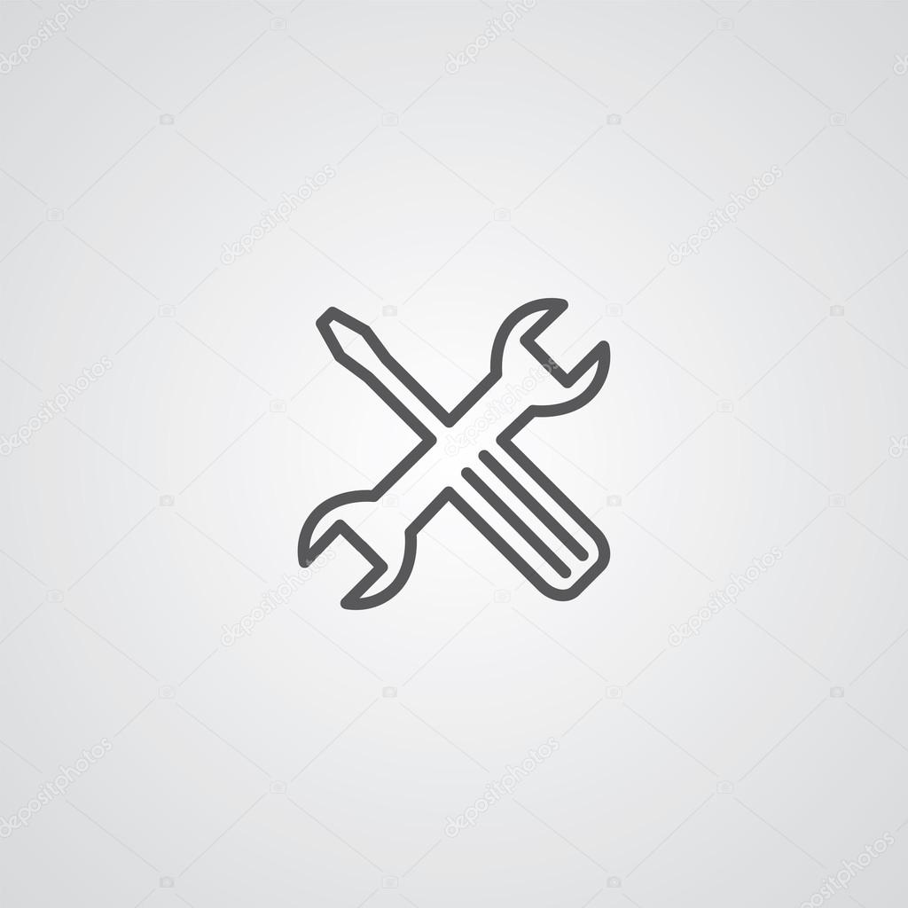 Repair outline thin symbol, dark on white background, logo editable, creative templat