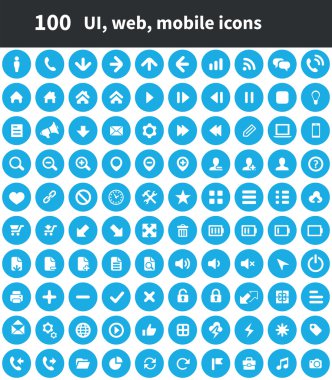 100 kullanıcı arabirimi anahat için Web ve mobil simgeler