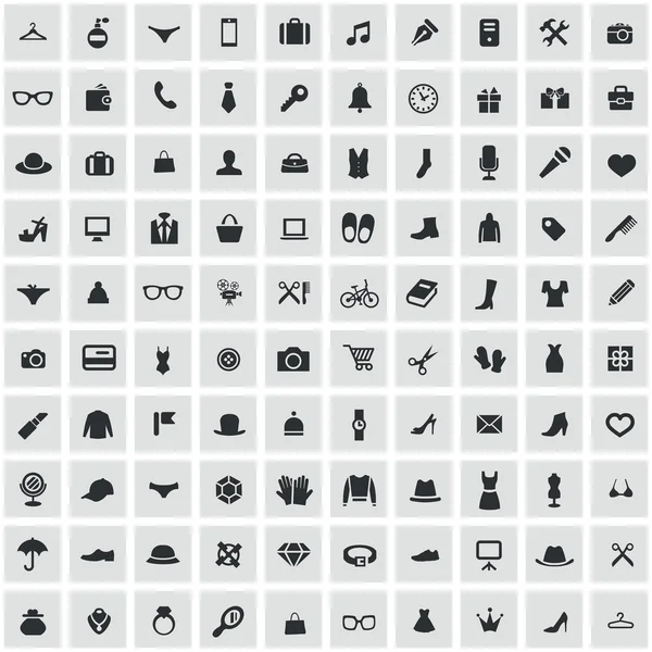100 iconos de accesorios — Archivo Imágenes Vectoriales