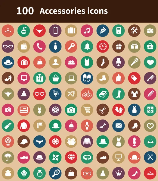 100 ícones acessórios — Vetor de Stock