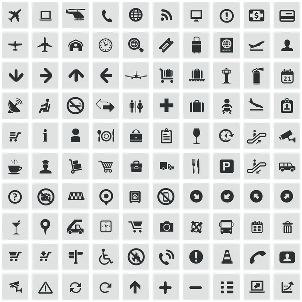 100 letiště ikony — Stockový vektor